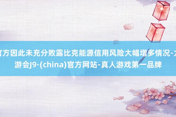 官方因此未充分败露比克能源信用风险大幅增多情况-九游会J9·(china)官方网站-真人游戏第一品牌